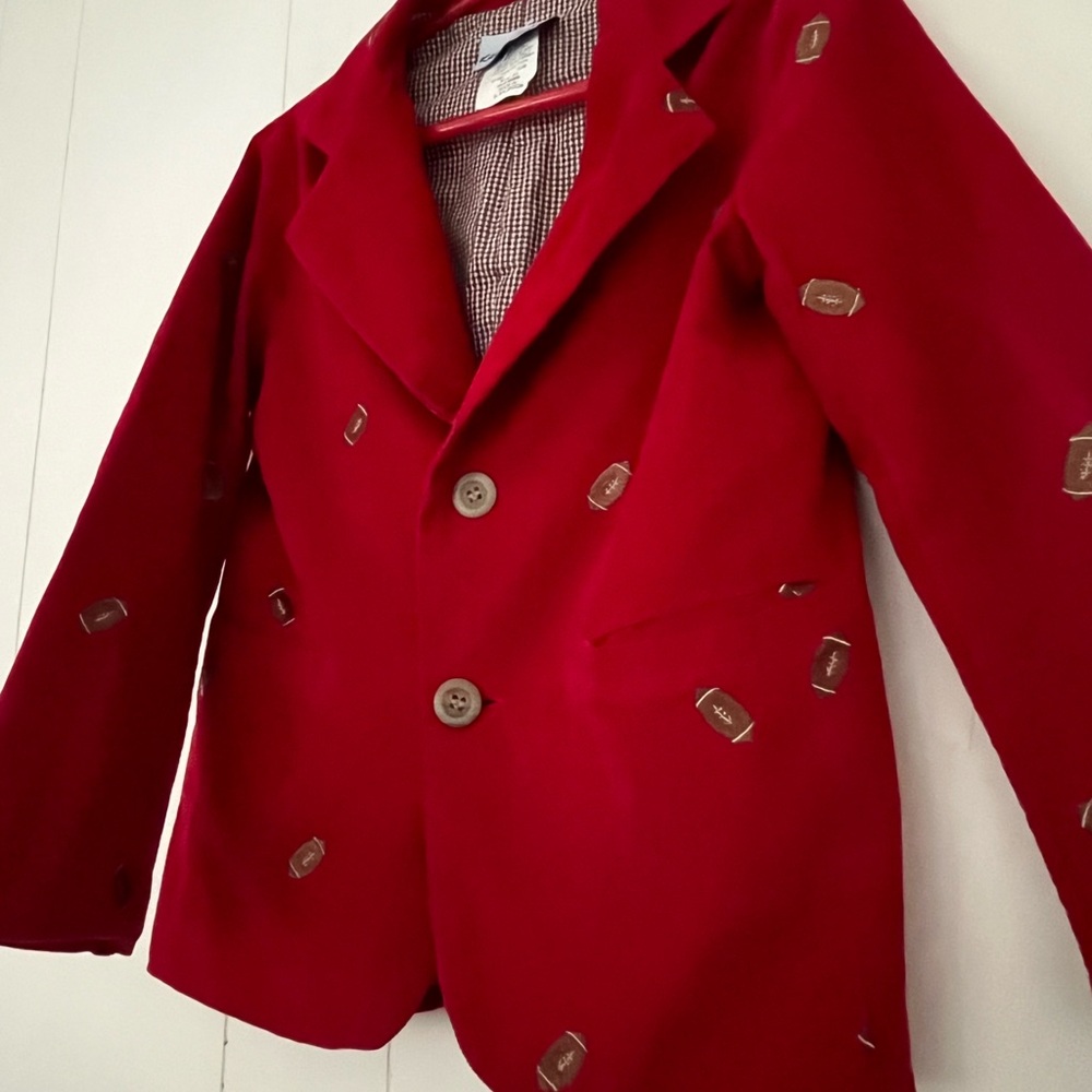 Kelly’s Kids Red Light Corduroy Blazer Jacket Football Embroidery Size Small 5-6 - Picture 12 of 16